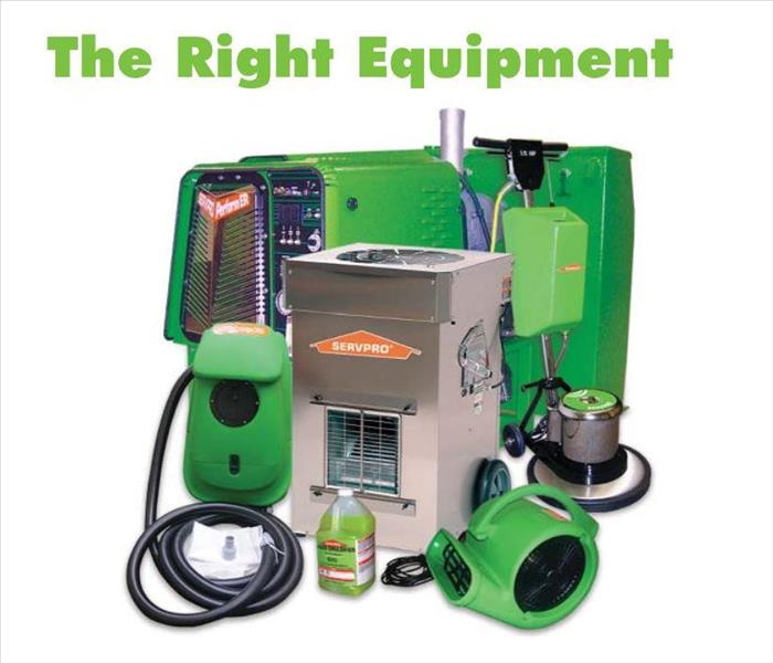 SERVPRO green and silver tools and equipment